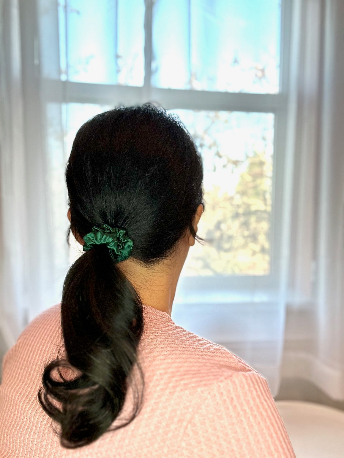 Emerald- Mini - Mulberry Silk Scrunchie